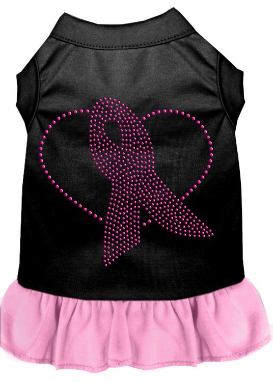 Pink Ribbon Rhinestone Dress Black with Light Pink Lg